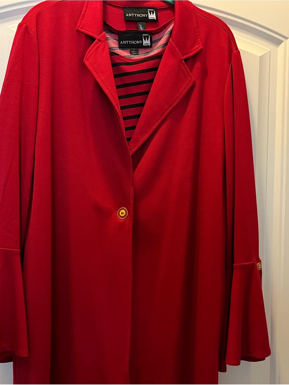 Antthony Bold Red Single-Button Jacket & Tunic Set